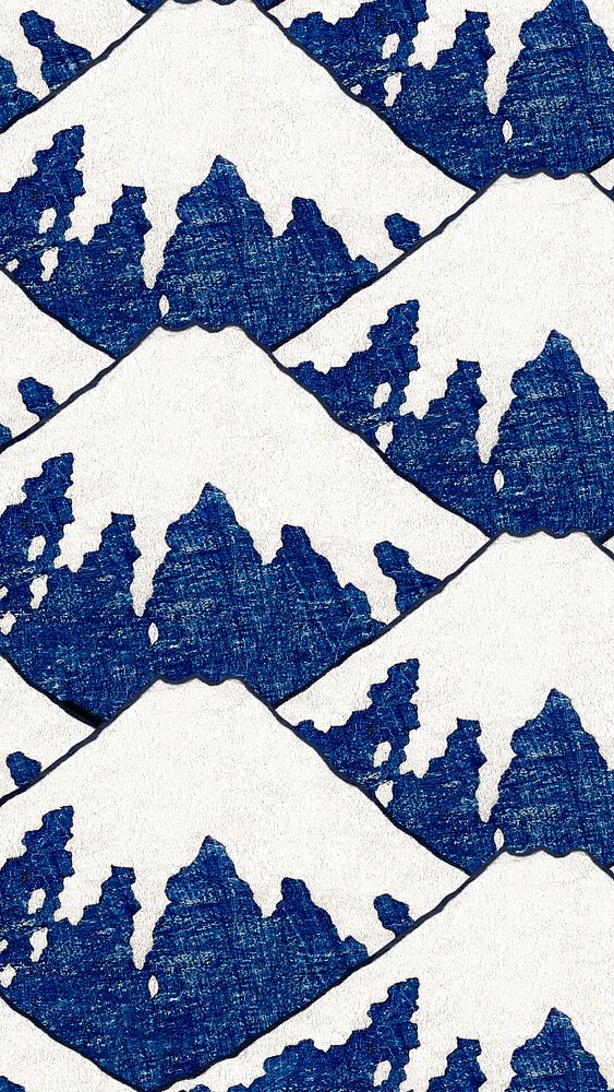 Hokusai's Mount Fuji mobile wallpaper, Japanese pattern background, remixed by rawpixel