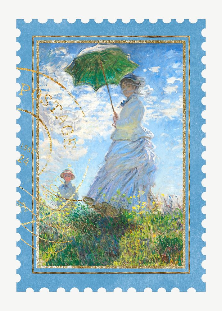 Madame Monet postage stamp element psd. Famous art remixed by rawpixel.