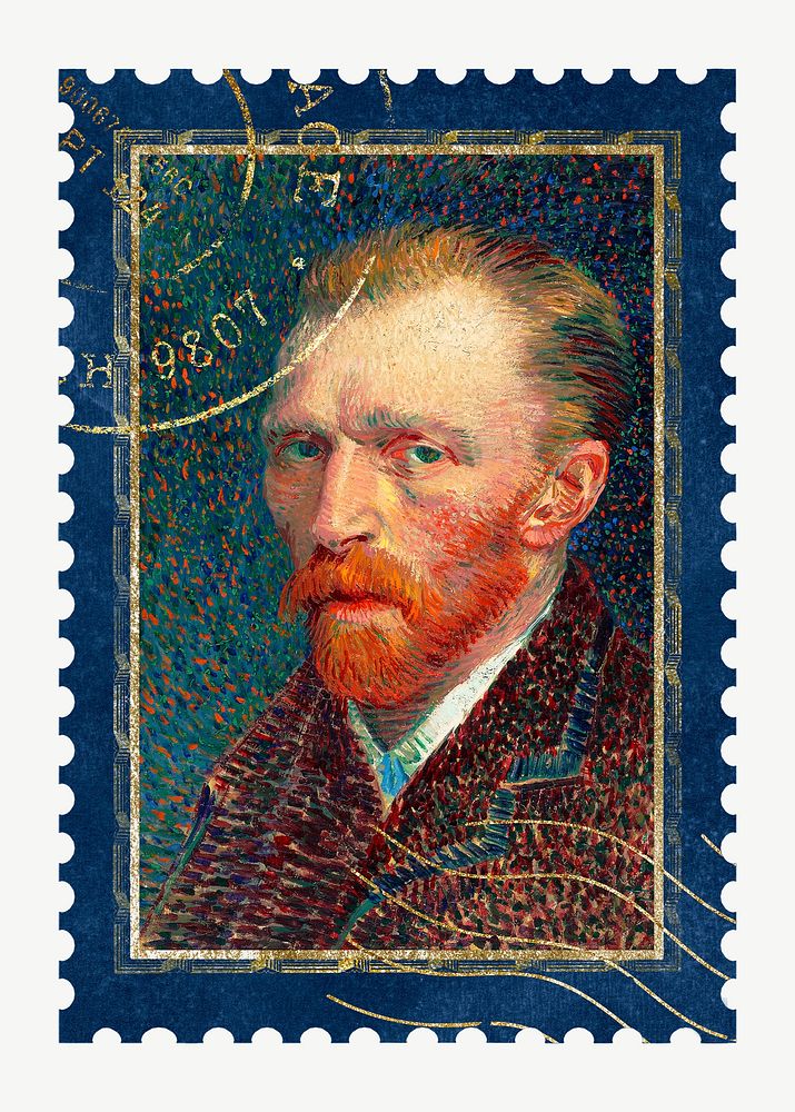 Van Gogh's postage stamp, famous artwork psd, remixed by rawpixel