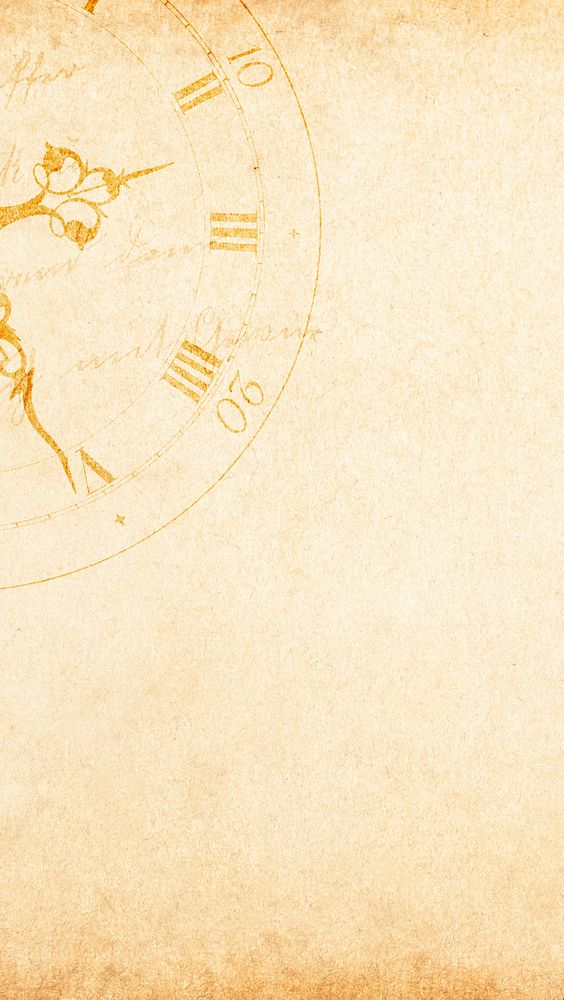 Vintage clock face iPhone wallpaper, old paper background
