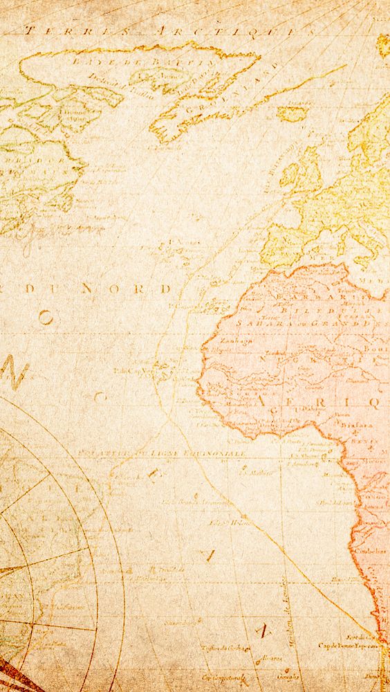 Vintage world map phone wallpaper, old paper background