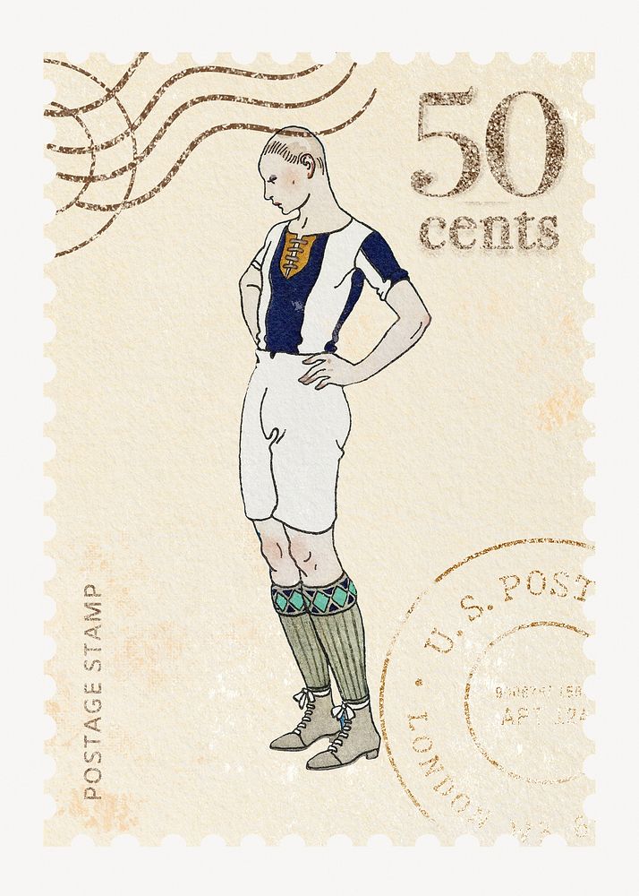 Vintage stamp men's sport fashion illustration, remixed by rawpixel