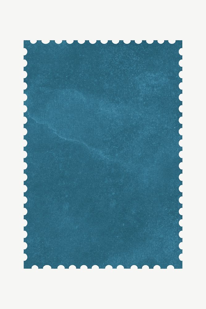 Blue postage stamp paper collage element psd