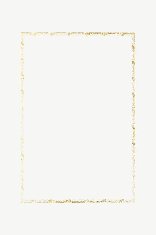 Gold rectangle frame, vintage clipart psd