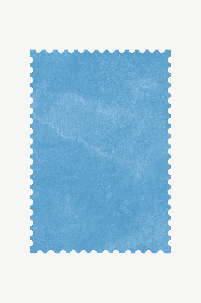 Blue postage stamp paper collage element psd