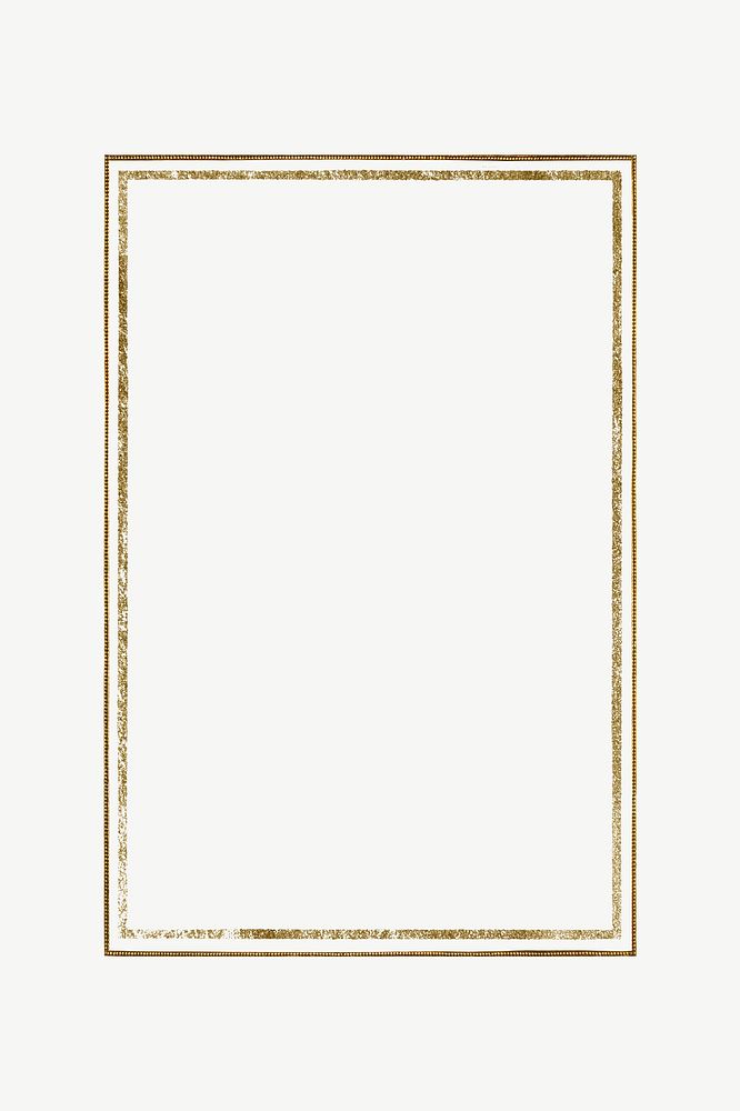 Gold rectangle frame, vintage clipart psd