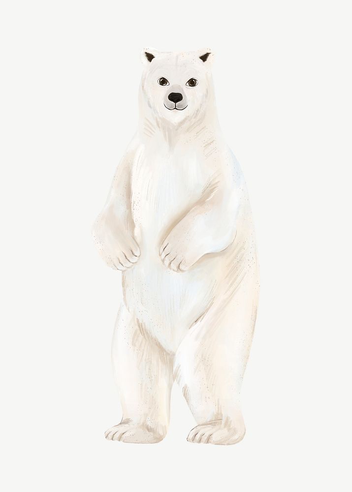 Polar bear, animal illustration, collage element psd