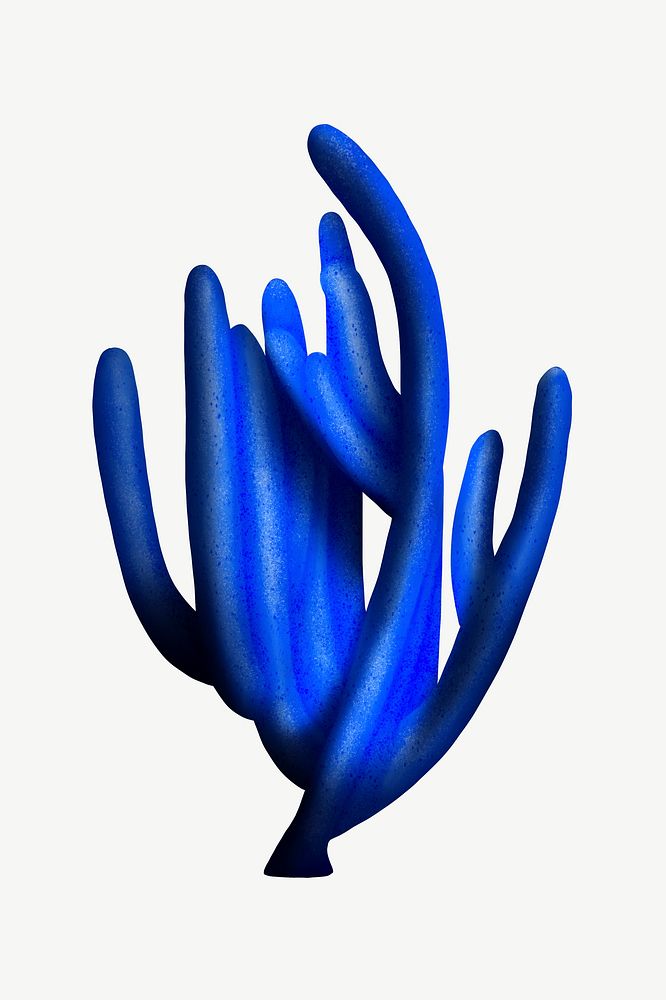 Blue coral, nature illustration collage element psd