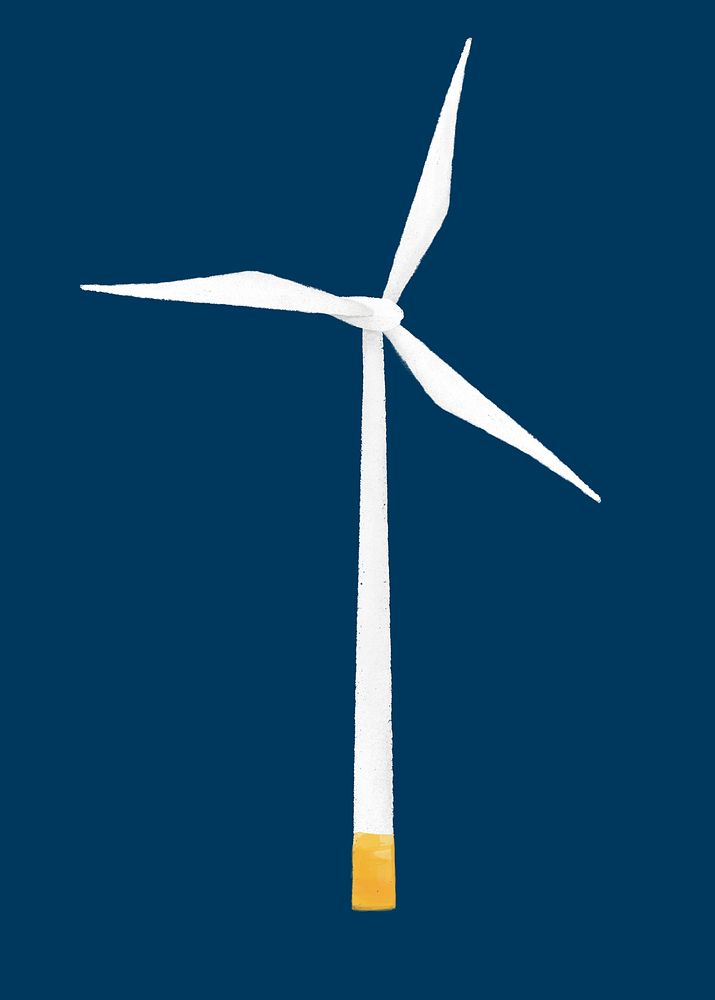 Wind power turbine illustration, collage element psd