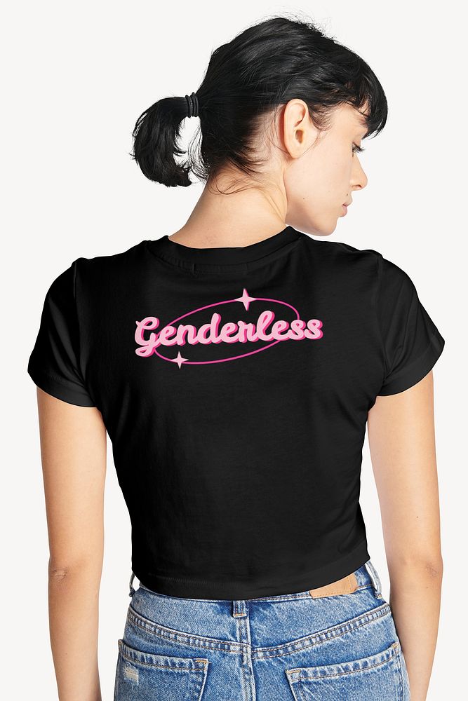 T-shirt mockup rear view, women's fashion design psd