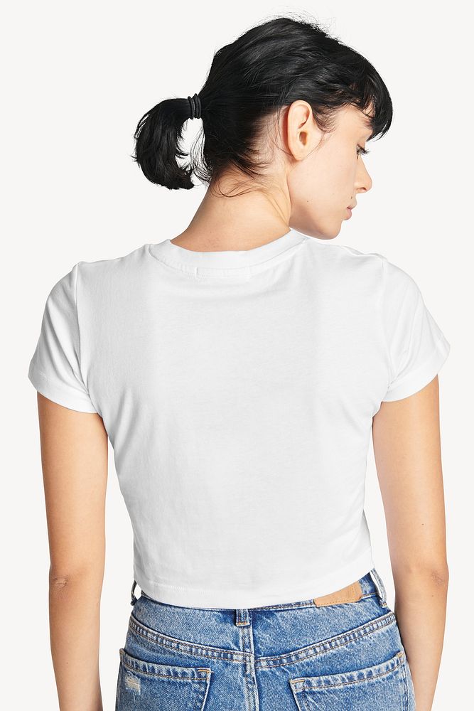 Woman in a white t-shirt mockup 