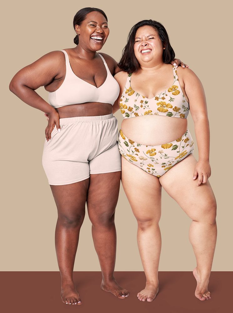 Body positivity psd curvy woman lingerie mockup