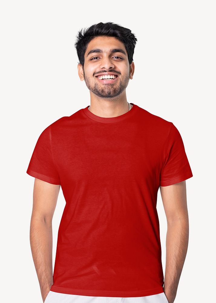 Men's red tshirt with design Free Photo rawpixel