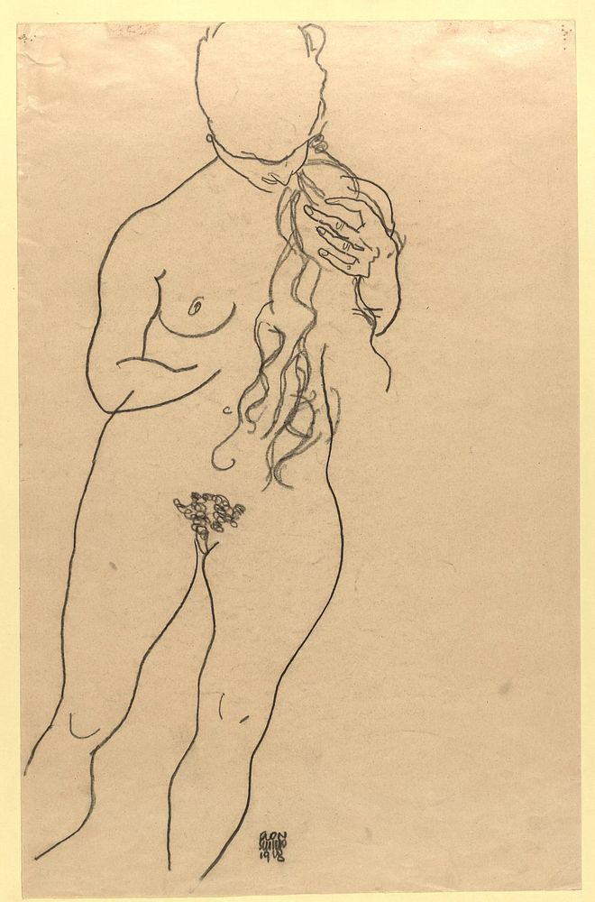 Nude girl by Egon Schiele