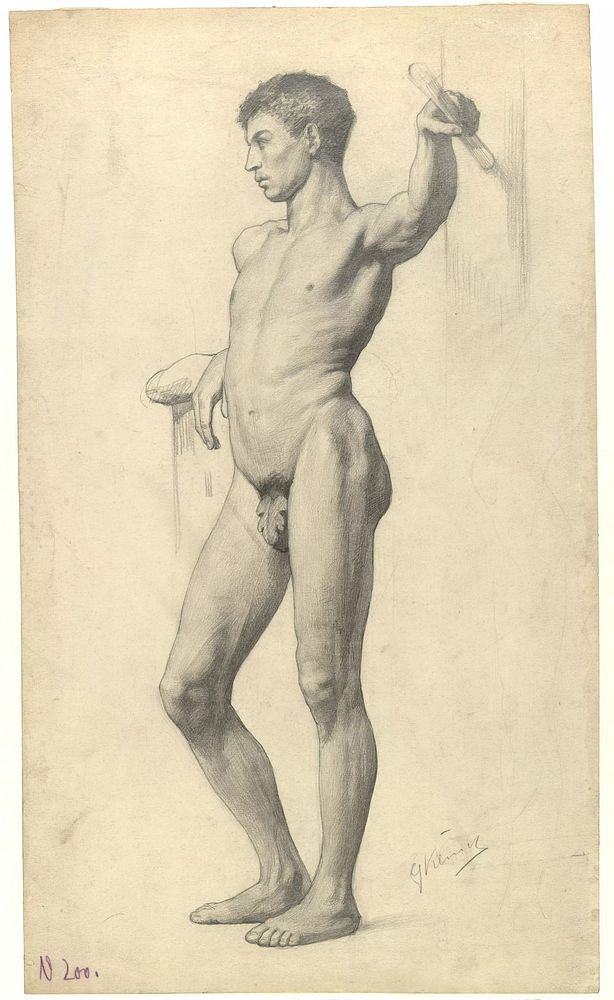 Male Academy Nude by Gustav Klimt