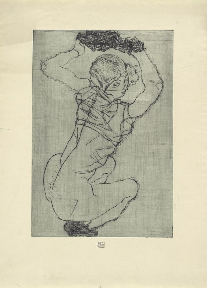 Crouching by Egon Schiele