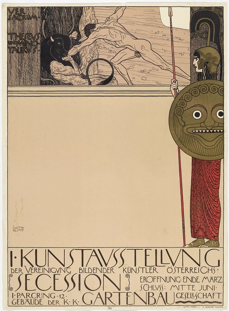 Poster for the 1st Secession exhibition by Gustav Klimt
