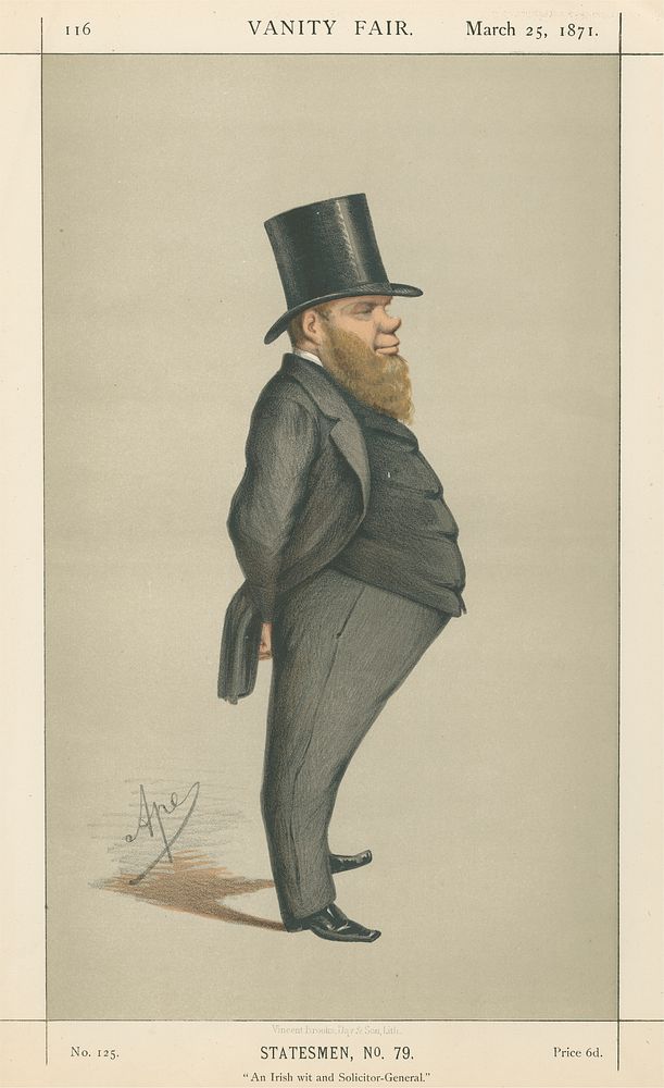 Politicians - Vanity Fair - 'An Irish wit and Solicitor-General'. Mr. Richard Dowse. March 25, 1871