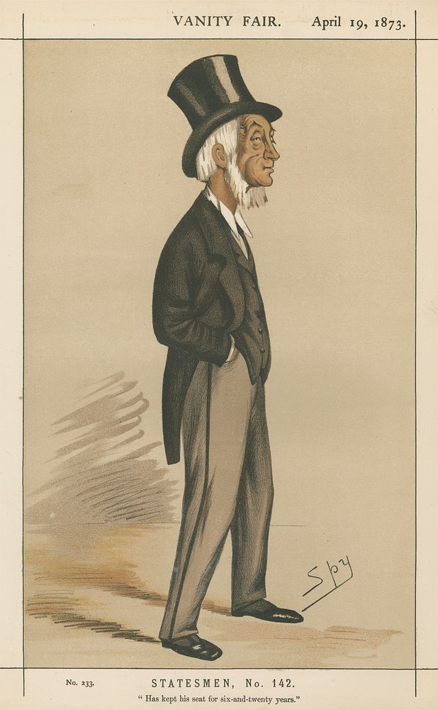 Politicians - Vanity Fair - 'Has kept his seat for six-and twenty years'. The Rt. Hon. Thomas Emerson Headlam. April 19, 1873