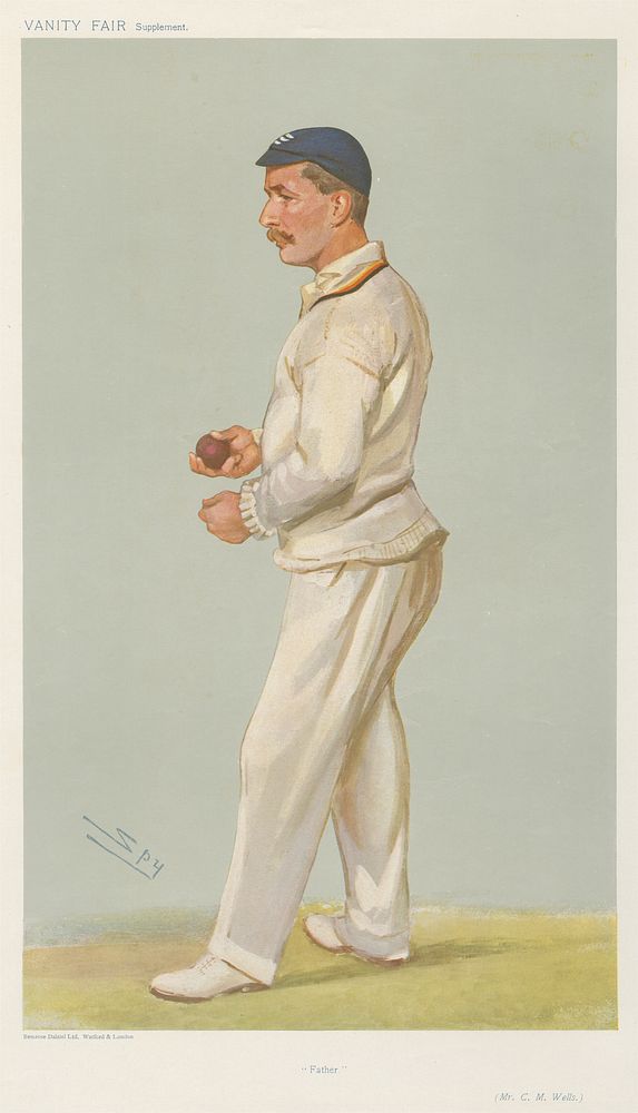 Vanity Fair - Cricket. 'Father'. Mr. C.M. Wells. 10 July 1907