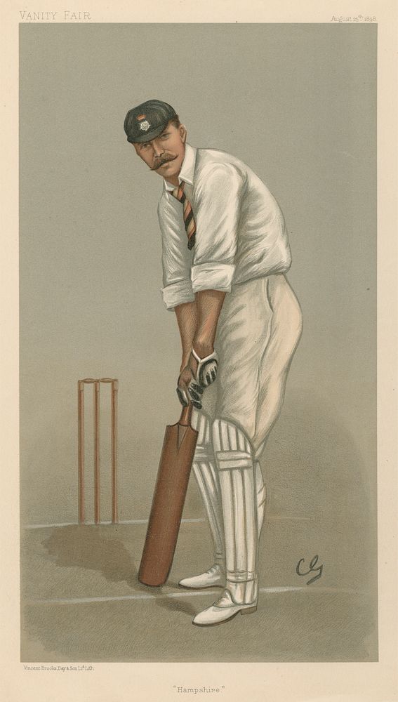 Vanity Fair - Cricket. 'Hampshire'. Captain Edward Wynyard. 25 August 1898 by Francis Carruthers Gould