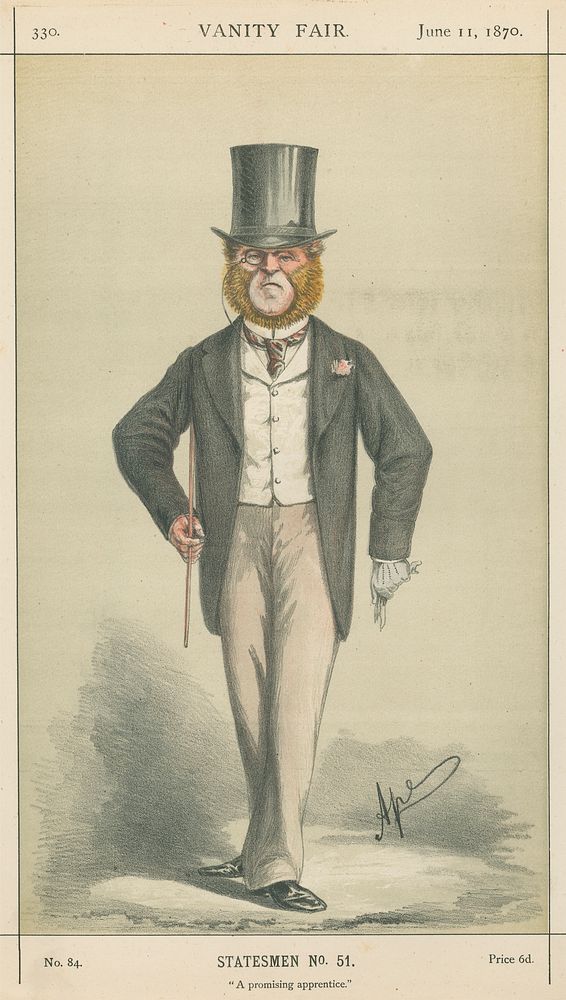Politicians - Vanity Fair. 'A promising Apprentice'. Mr. E.N. Knatchbull-Hugessen. 11 June 1870