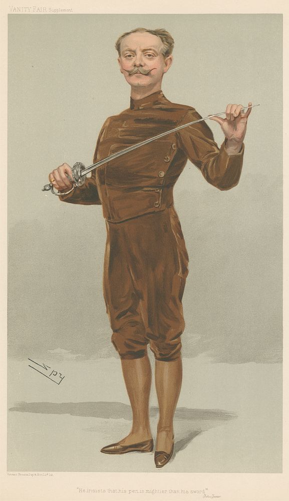 Vanity Fair: Sports, Miscellaneous: Fencing; 'He insists that his Pen is Mightier than his Sword', Mr. Egerton Castle