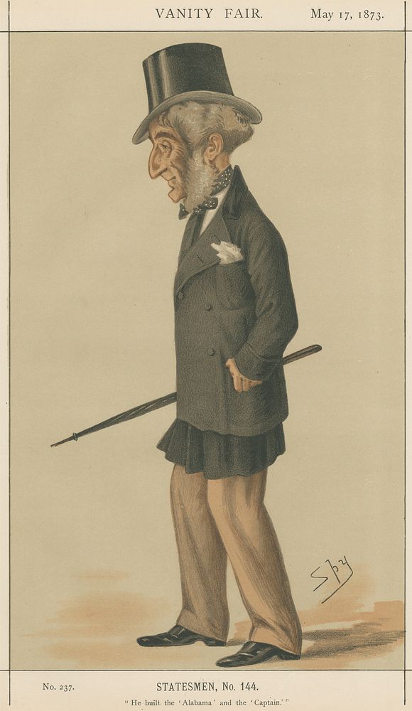 Vanity Fair: Shipping Officials; 'He built the Alabama and the Captain', Mr. John Laird, May 17, 1873