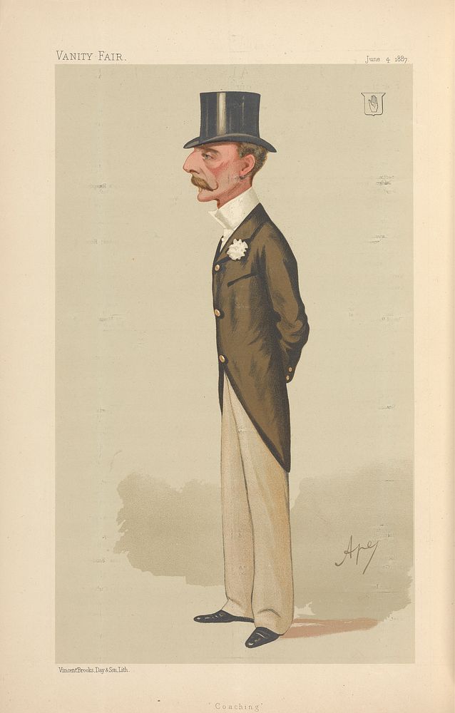 Vanity Fair: Sports, Miscellaneous: Carriages; 'Coaching', Sir Henry Meysey Meysey-Thompson, June 4, 1887