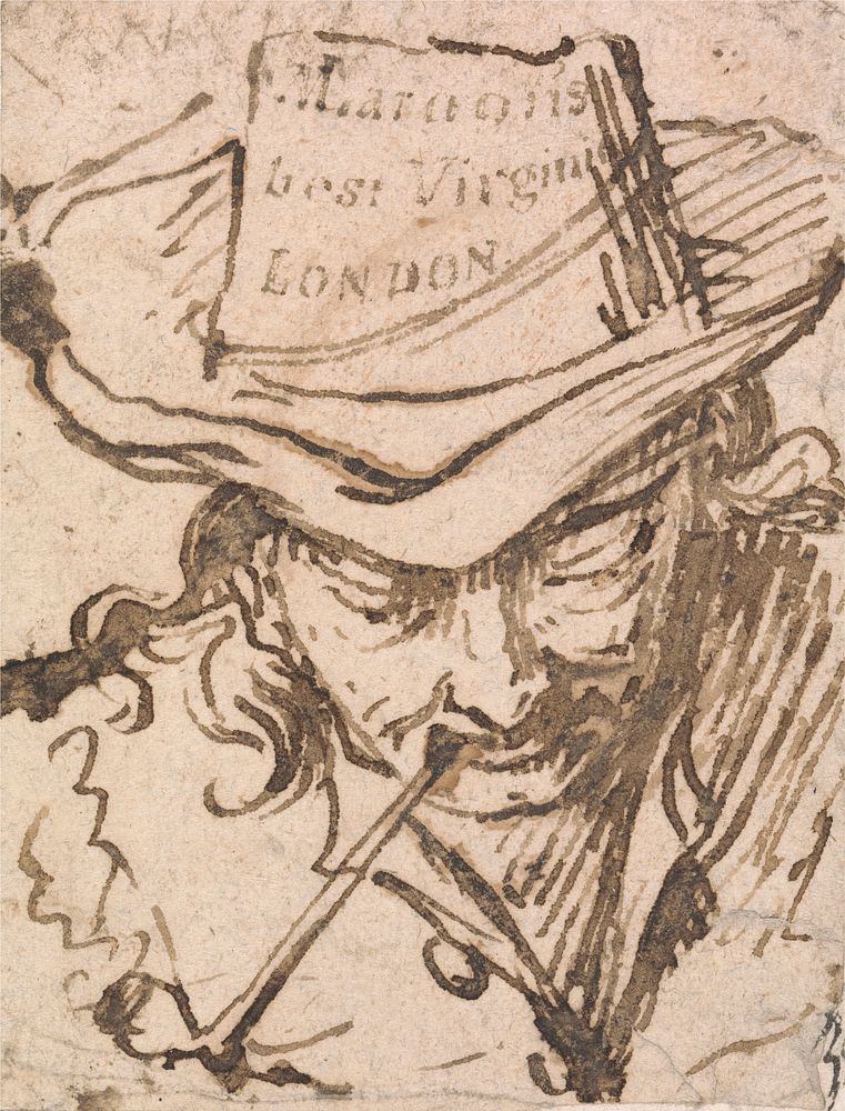 A Man in a Broad Brimmed Hat, Smoking a Pipe