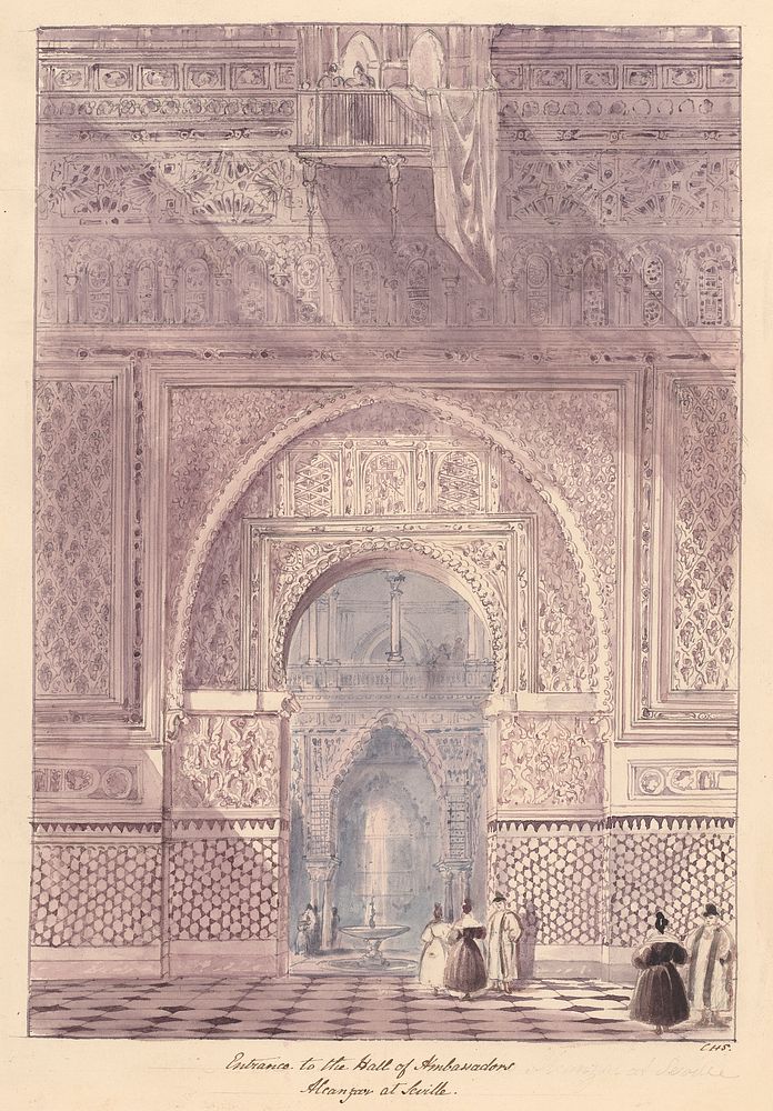 Entrance to the Hall of Ambassadors, Alcazar at Seville by Charles Hamilton Smith