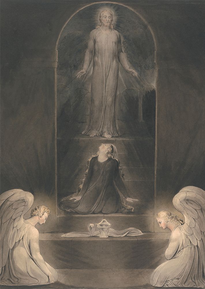 Mary Magdalen at the Sepulchre by William Blake. Original public domain image from Yale Center for British Art.