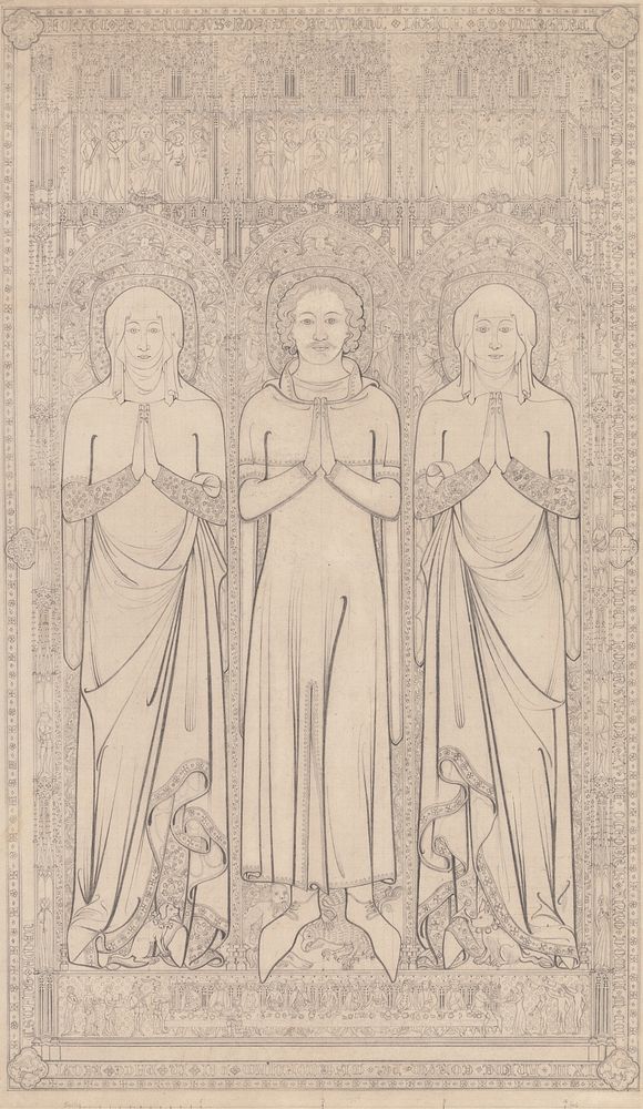 The Sepulchral Brass of Robert Braunche and His Two Wives in Saint Margaret's Church, Lynn, Norfolk, 1364