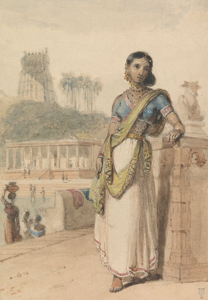 A High Caste Woman Standing by a Wall