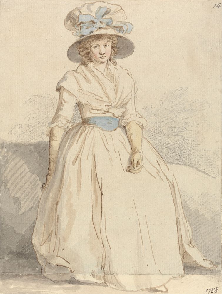 A Young Lady Seated Wearing a White Dress