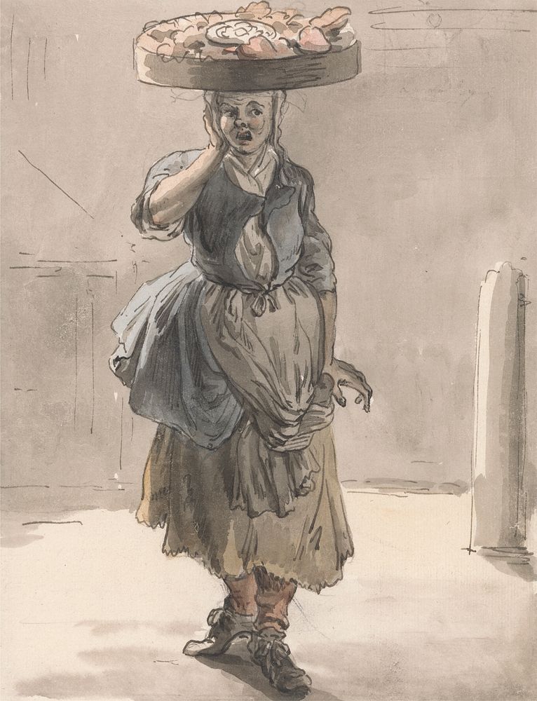 London Cries: A Girl with a Basket on Her Head ("Lights for the Cats, Liver for the Dogs")
