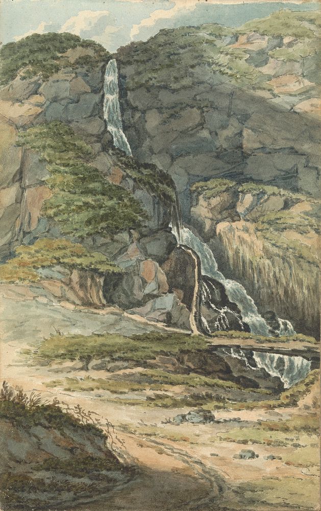 Album of Landscape and Figure Studies. A Waterfall