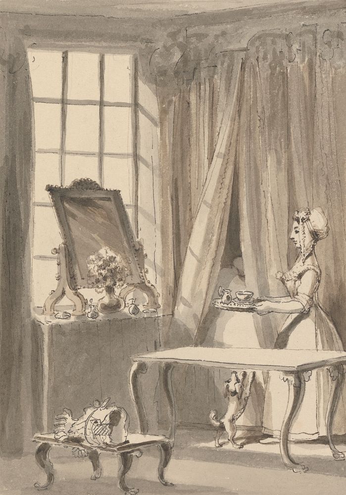Hogarth Has Made Breakfast and Sends up a Cup to His Wife at the Same Time Ordering the Little Dog to be Admitted to her…