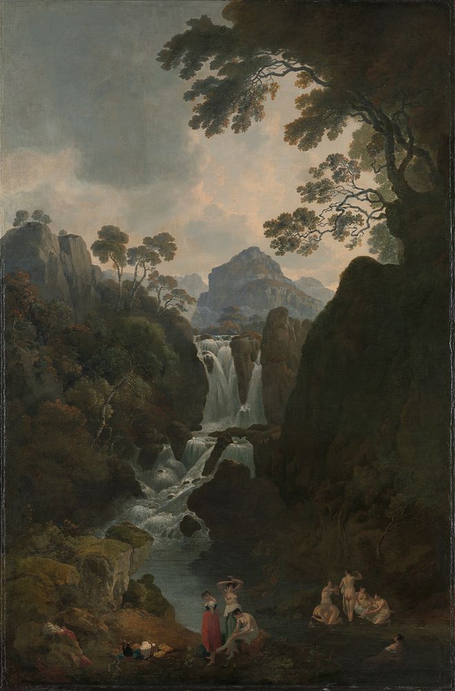 A Waterfall with Bathers