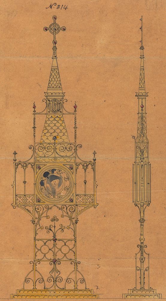 Designs executed for Jones and Willis, metal and wood-workers and church furniture manufacturers of Birmingham and London by…