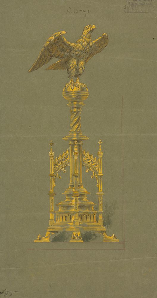 Designs executed for Jones and Willis, metal and wood-workers and church furniture manufacturers of Birmingham and London