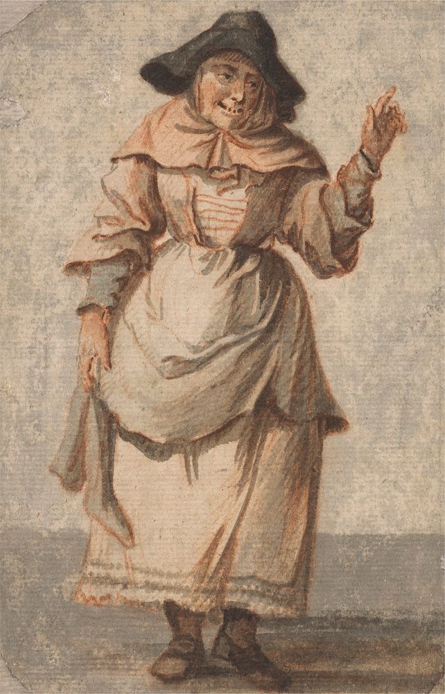 An Old Market Woman Grinning and Gesturing with her Left Hand by Paul Sandby