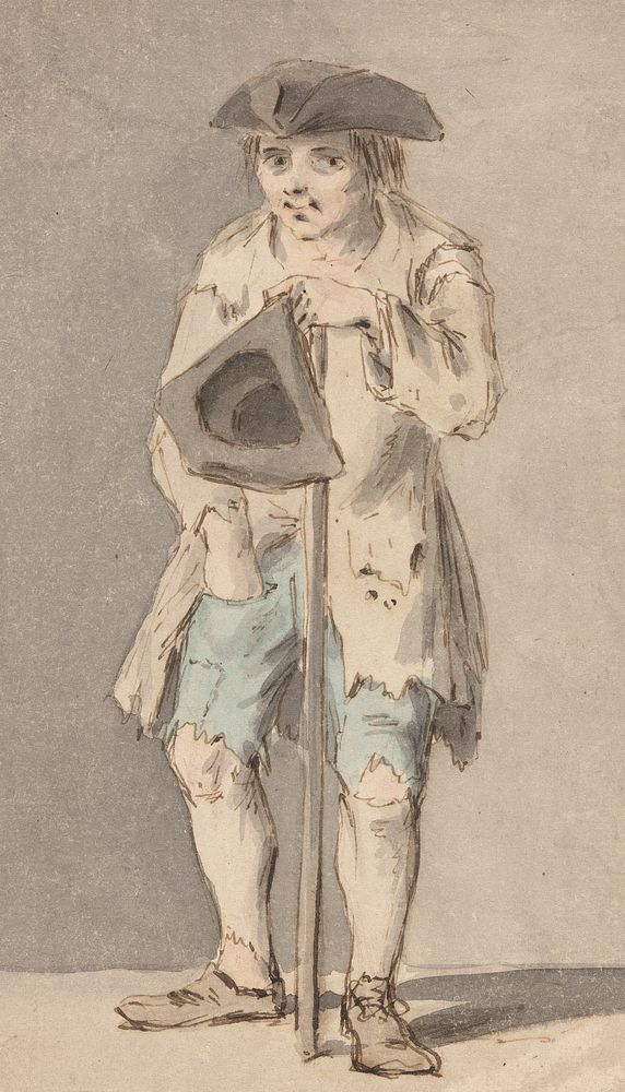Beggar with Staff Holding Tricorn Hat by Louis Philippe Boitard