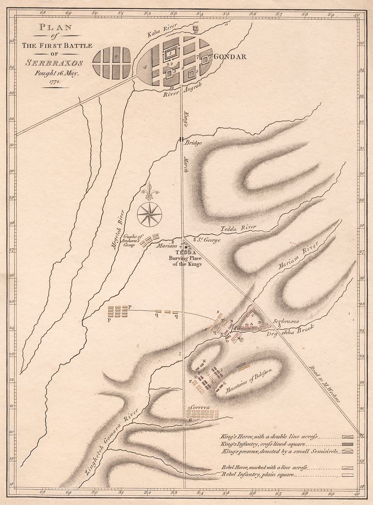 Plan of the First Battle of Serbraxos Fought 16 May 1772