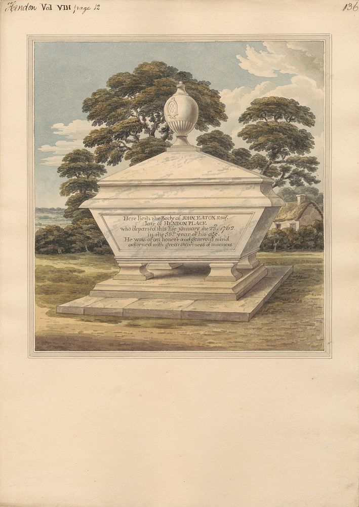 Tomb of John Eaton from Hendon Church, attributed to Daniel Lysons