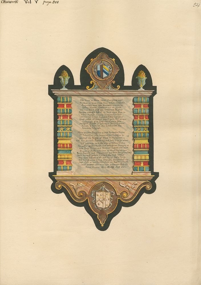 Memorial to Marie Walker from Chadwick Church, attributed to Daniel Lysons