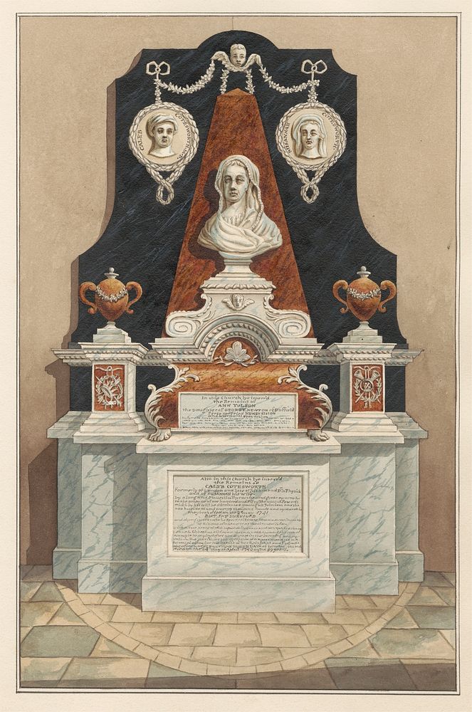 Memorial to Ann Tolson also to Caleb Cotesworth and Susannah, his Wife from Isleworth Church, attributed to Daniel Lysons
