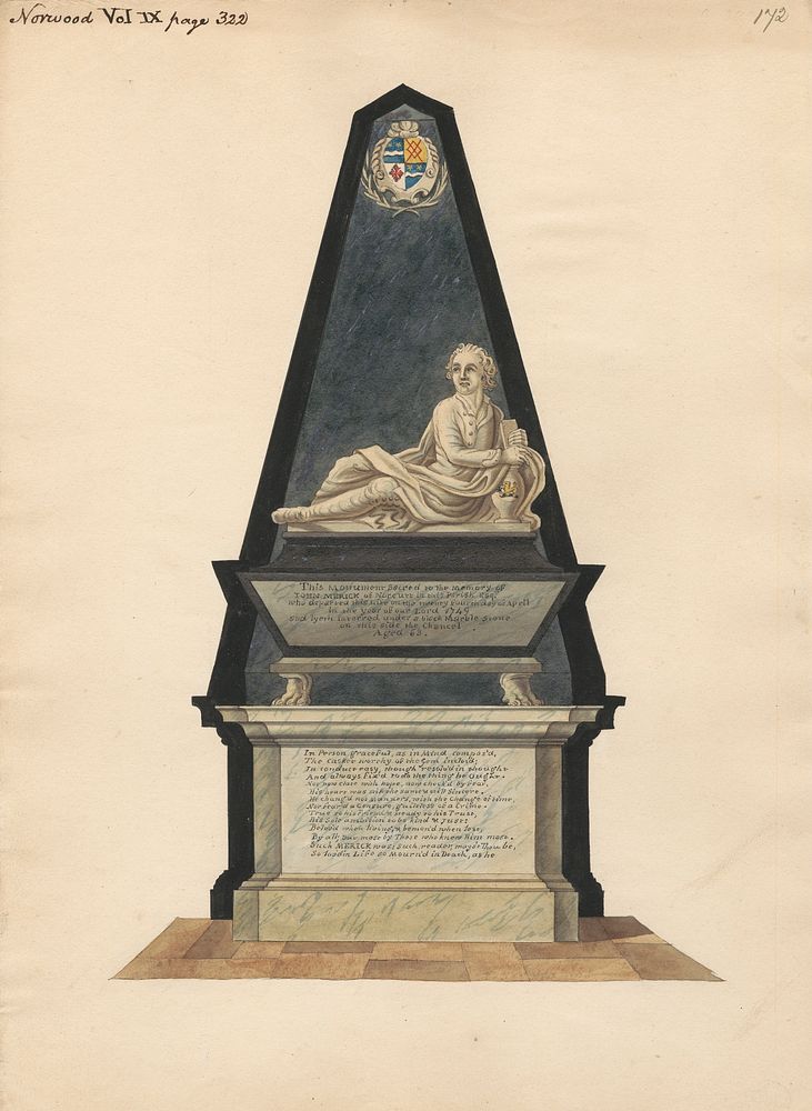 Tomb of John Merick from Norwood Church, attributed to Daniel Lysons