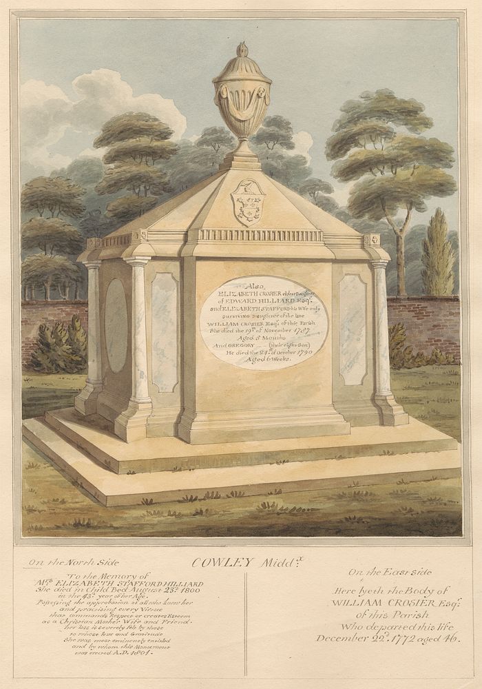 Tomb of Mrs. Elizabeth Stafford Hilliard, Elizabeth Grosier, Gregory Grosier and William Grosier