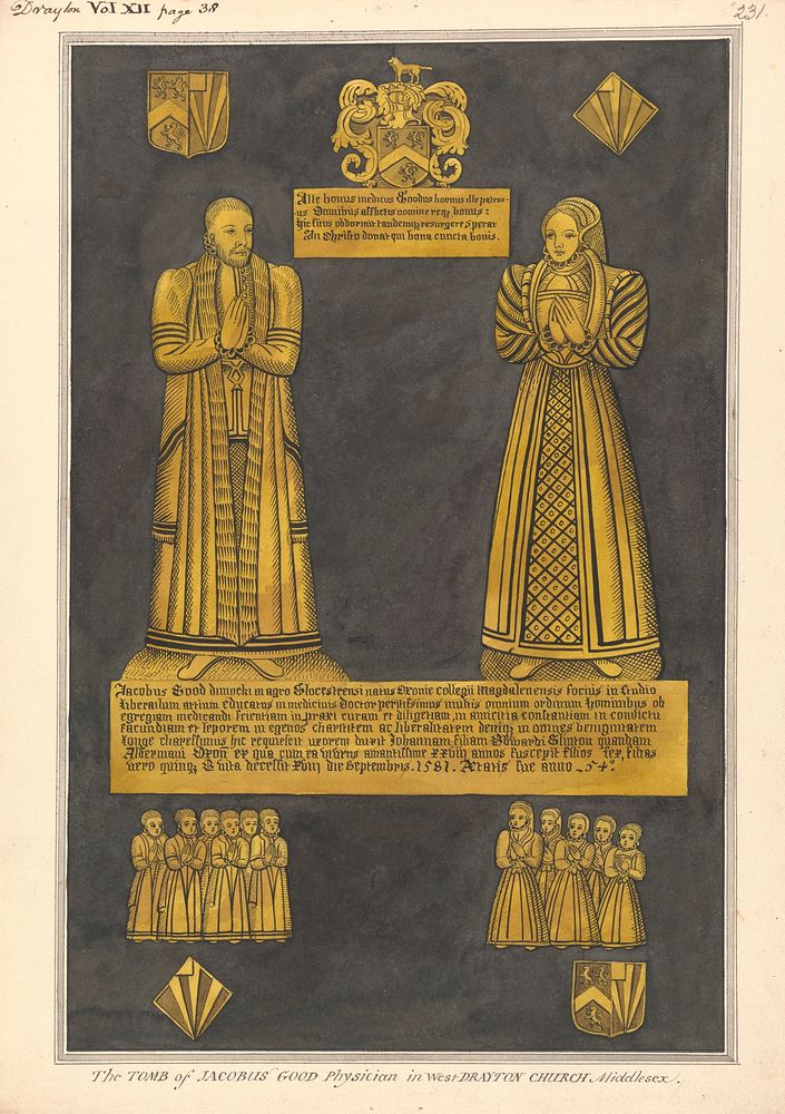 Brass Plate for Dr. James Goode and his Wife Joan, Daughter of Edward Clinton, West Drayton Church